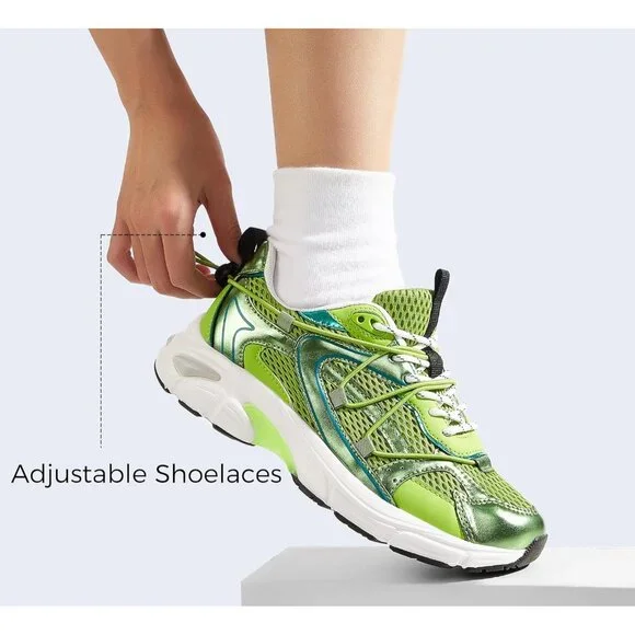 Lucky Step Women's Purple Green Walking Shoes Running Platform Mesh Casual - Picture 5 of 9